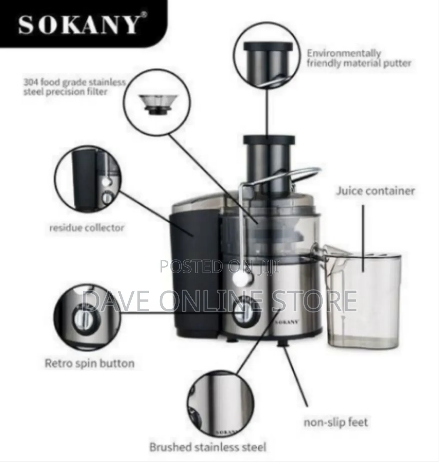 Sokany Versatile 4-in-1 Juicer and Food Processor
