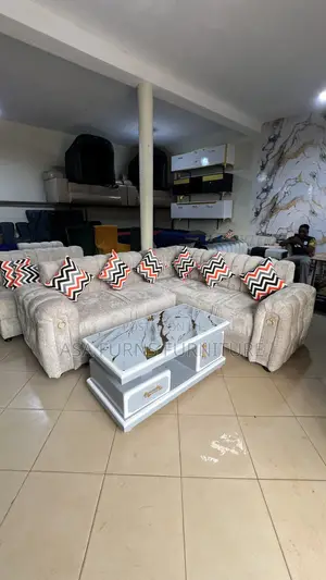 5 Seater L Sofa /With Golden Rings /Furniture