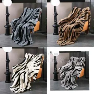 Luxurious Faux Fur Tiger Stripe Throw Blanket - Multicolor