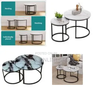 Modern Nesting Round Coffee/Side Tables (Faux Marble Top) - Multicolor