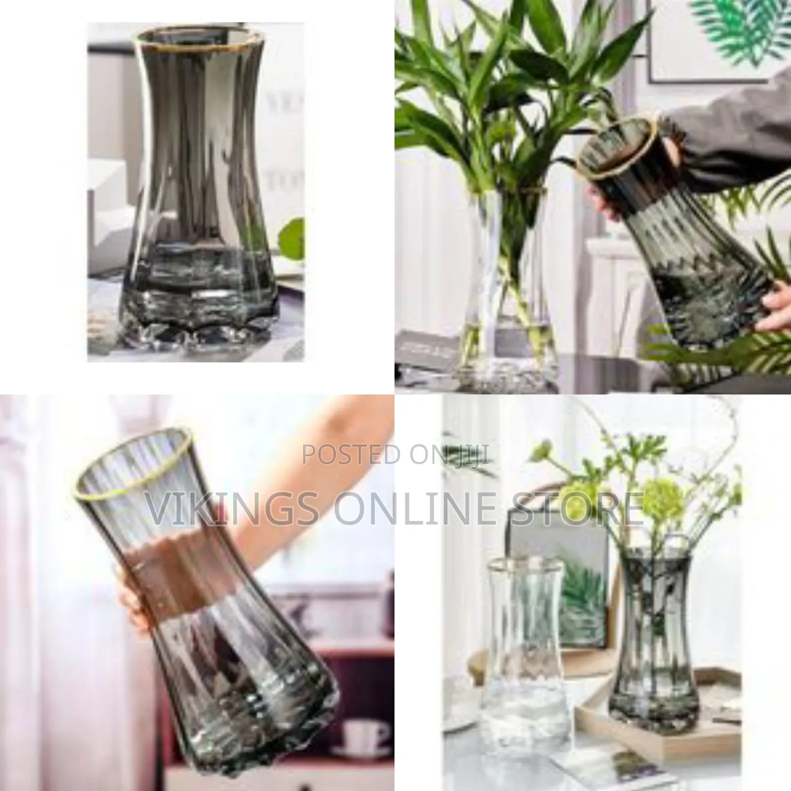 Elegant Fluted Glass Flower Vase - Multicolor