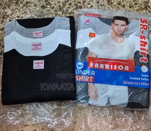 Yarrison Undershirts Round Neck Crew White, Black, Grey 3 Piece Pack