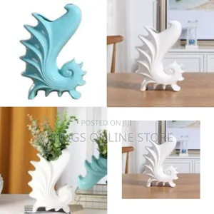 Sculptural Seashell / Fish Tail Ceramic Vase - Multicolor