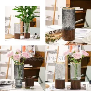 Contemporary Textured Glass Flower Vase With Metallic Trim -Multicolor