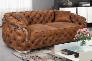 Tufted Leathered 3 Seater Sofa