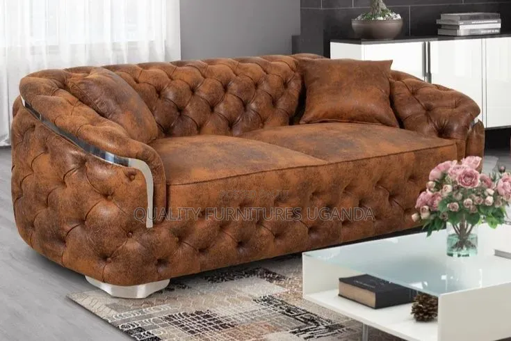 Tufted Leathered 3 Seater Sofa