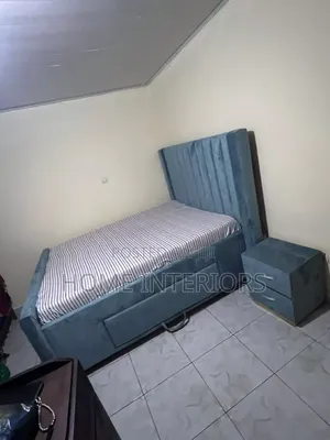 Light Blue Bed With One Side Drawer