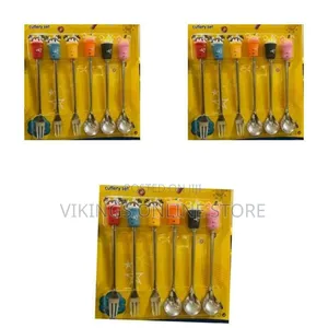 6-Piece Set of Whimsical Dessert Spoons and Forks With Cute Handles