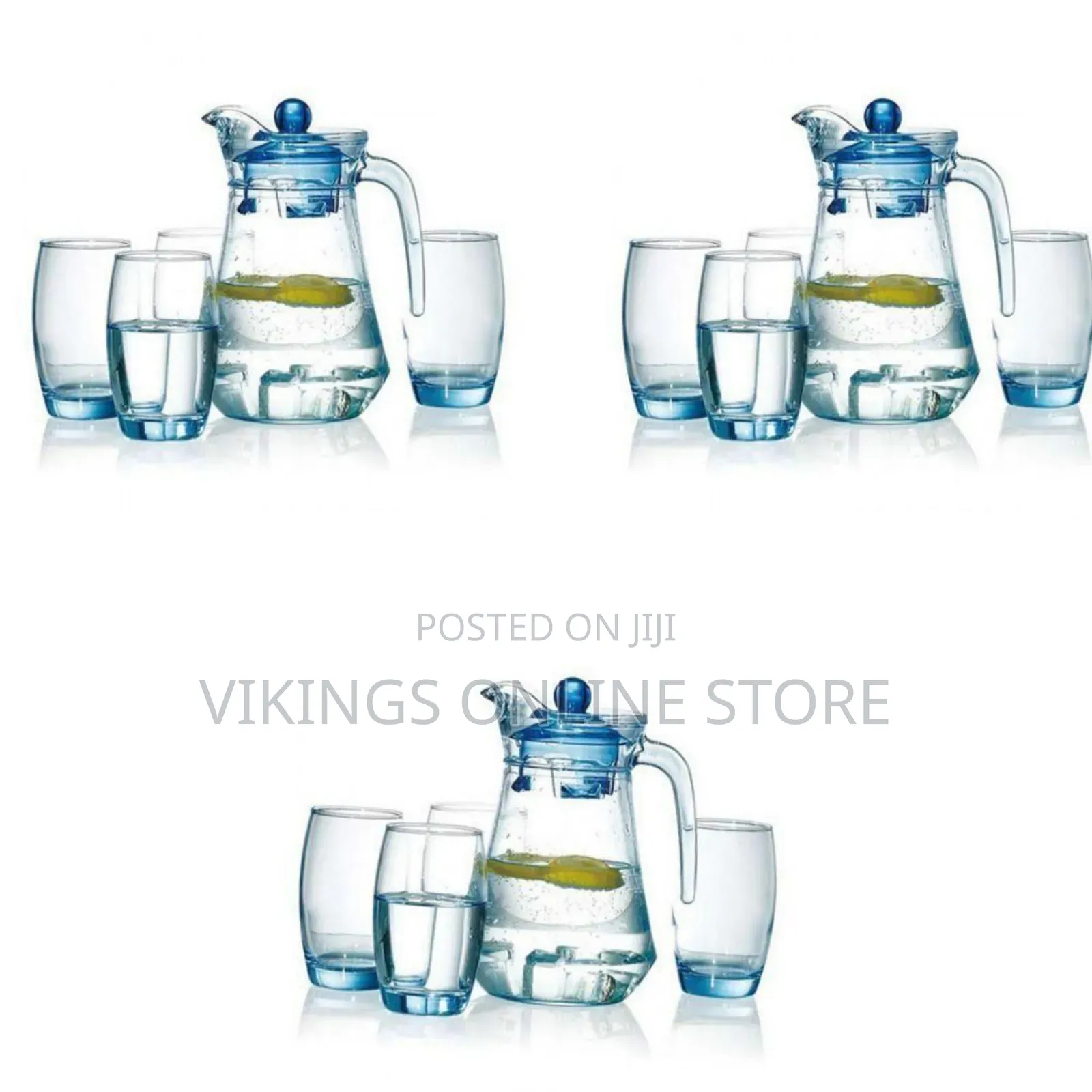 4 Drinking Glasses Plus 1 Glass Jug-Transparent