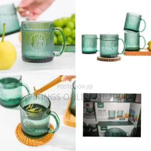 Elegant Ribbed Glass Mug Set (Two-Piece) - Multicolor