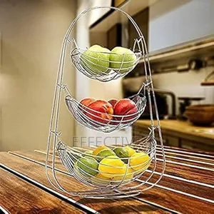 3-tier Chrome Wire Basket Stand.