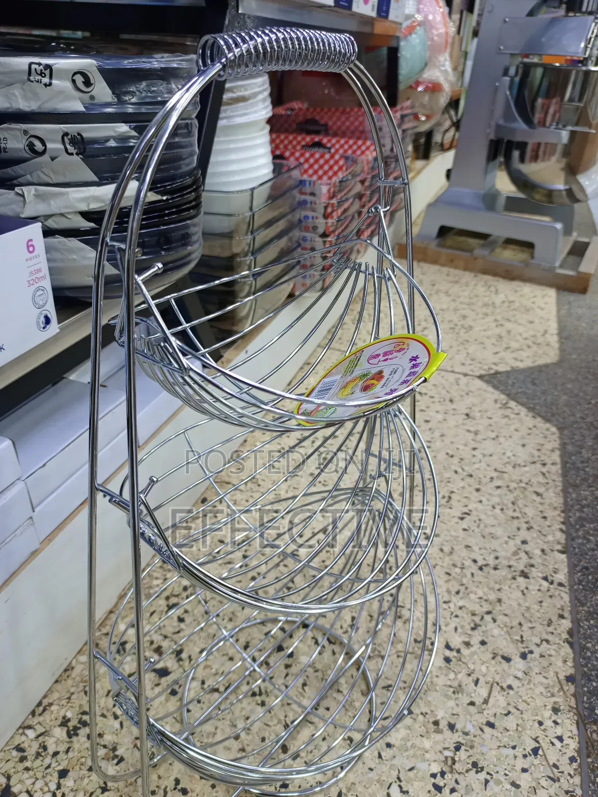 3-tier Chrome Wire Basket Stand.