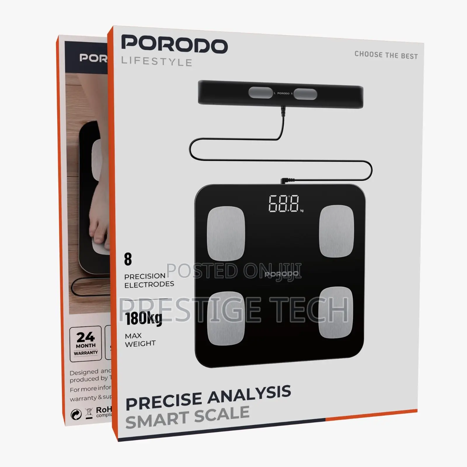 Porodo Precise Analysis Smart Weighing Scale, Body Muscle,Bone Density