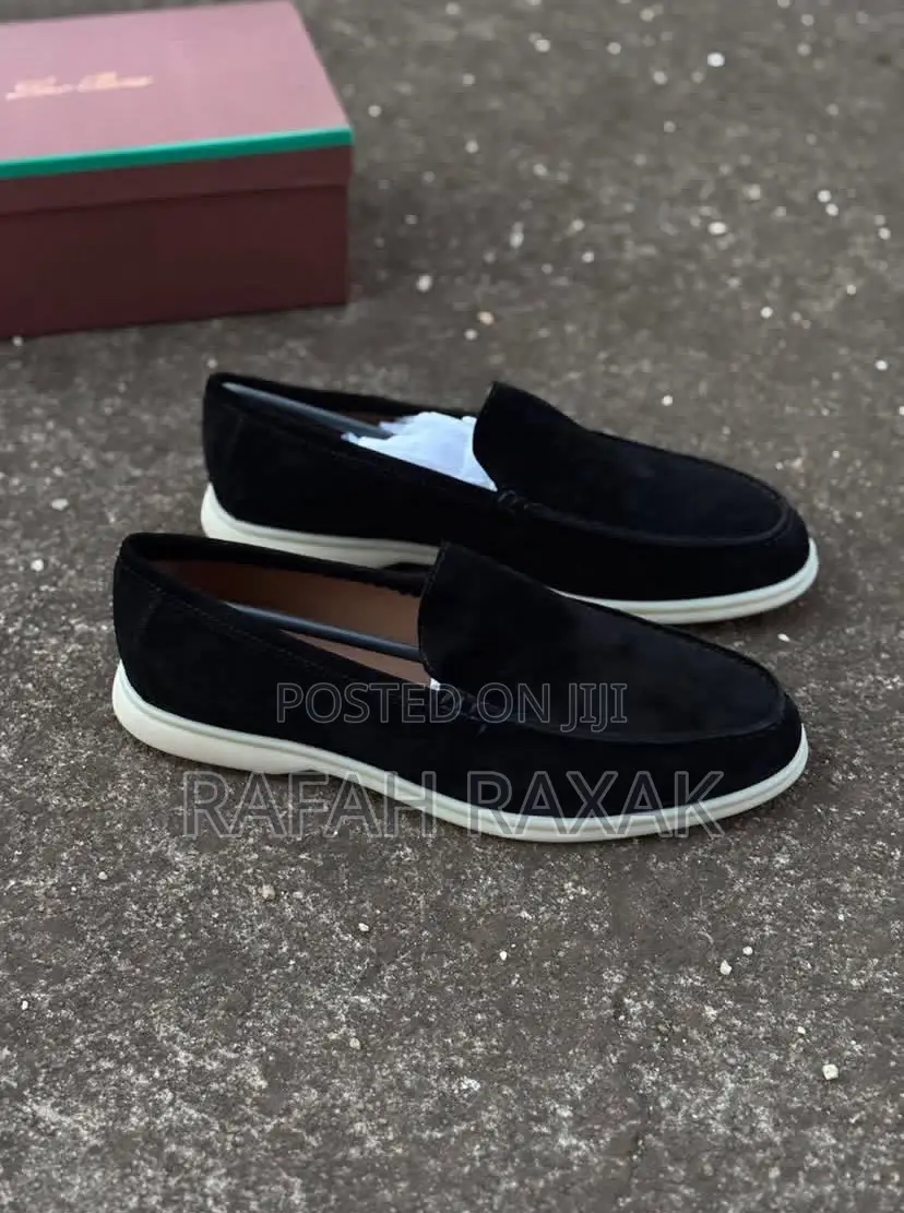 Navy Blue Suede Loro Piano Loafers