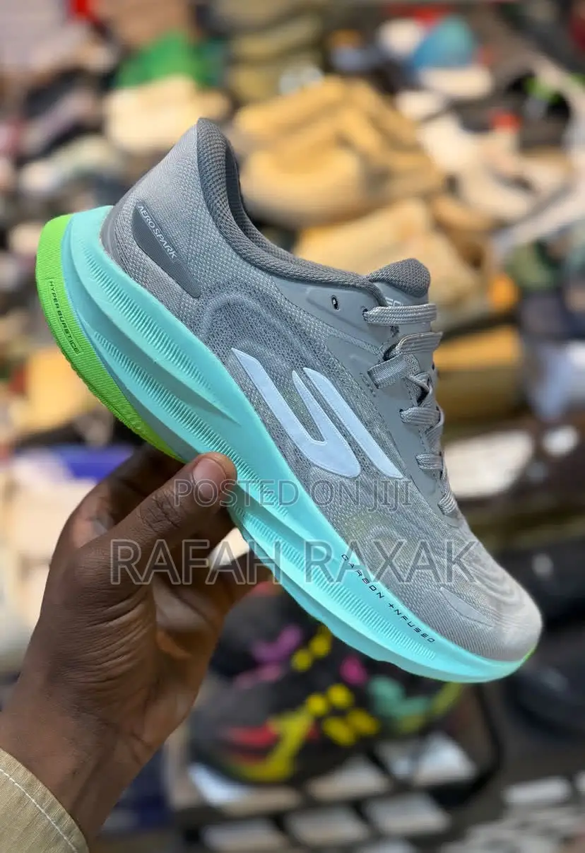 Grey Mesh Sketchers Aero Spark Running Shoes