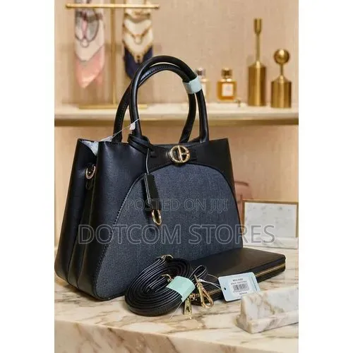 Chrisbella Elegant Two Tone Denim Leather Tote
