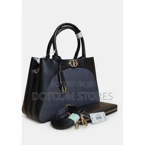 Chrisbella Elegant Two Tone Denim Leather Tote