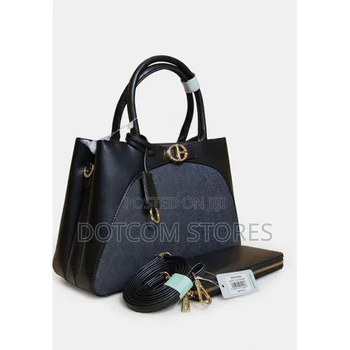 Chrisbella Elegant Two Tone Denim Leather Tote
