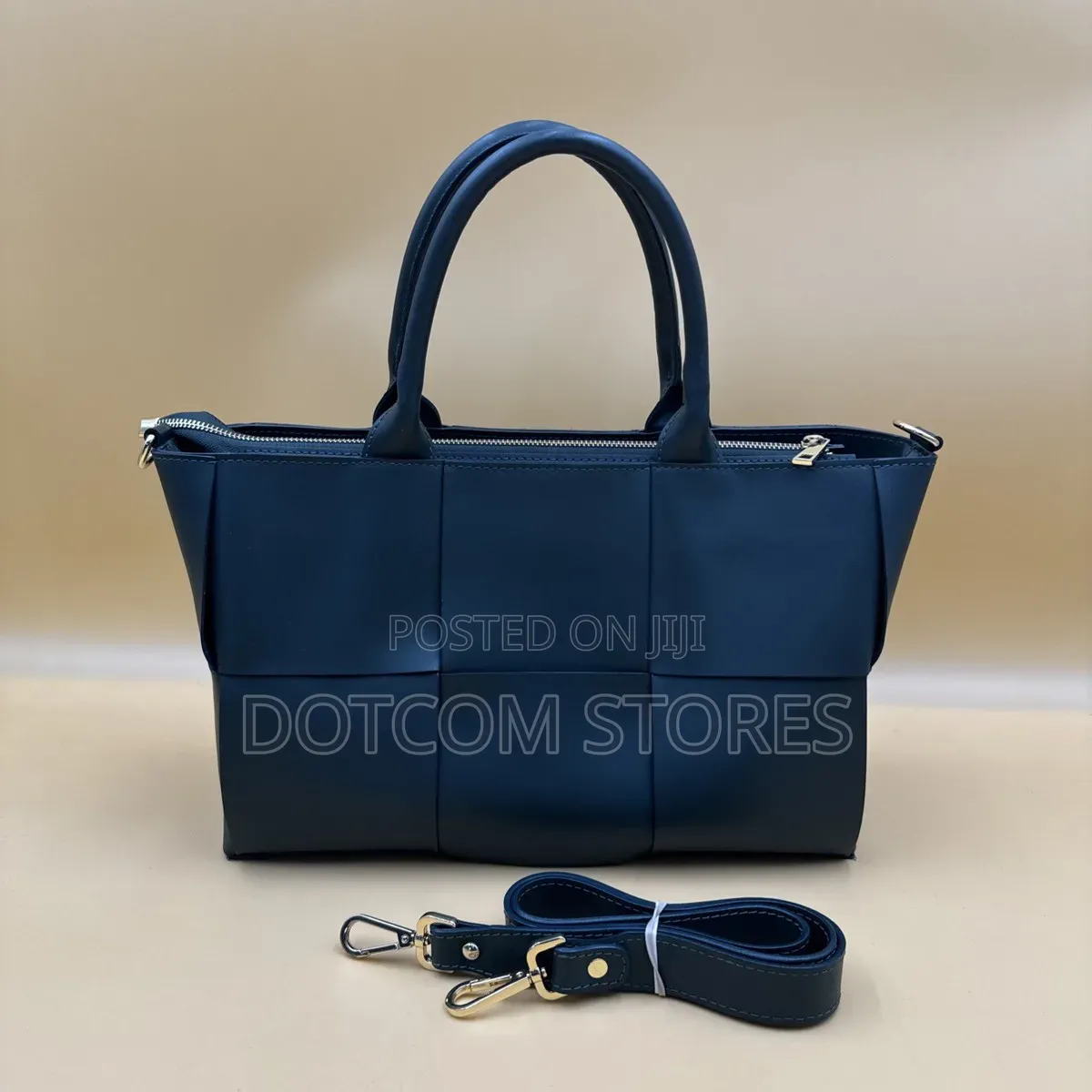 Chrisbella 2 in 1 Navy Blue Set: Woven Tote Bag and Wallet