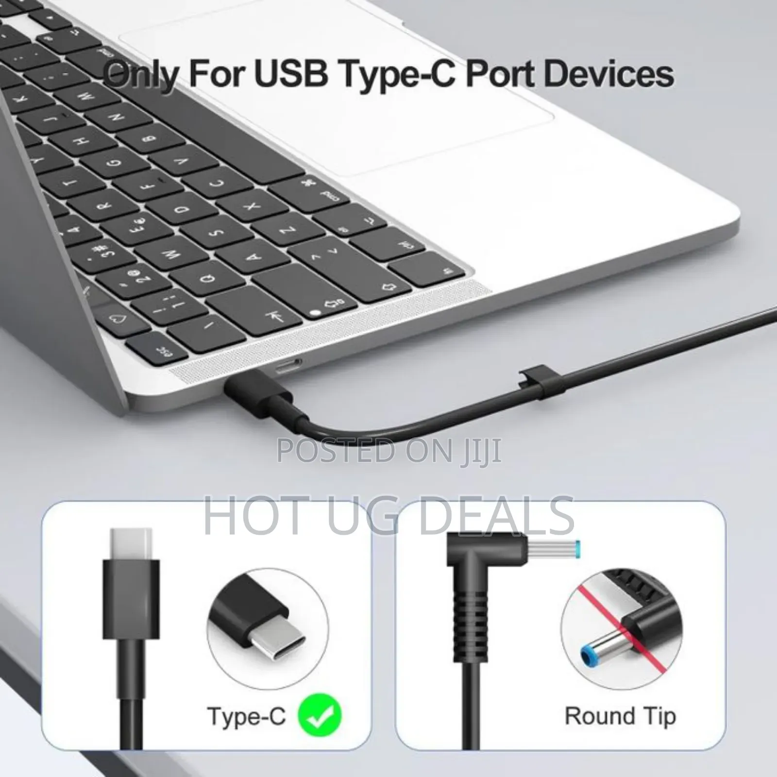 Dell Original Usb Type C Charger 65w for Laptop With Power Cable-Black