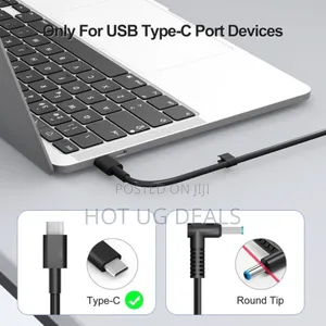 Dell Original Usb Type C Charger 65w for Laptop With Power Cable-Black