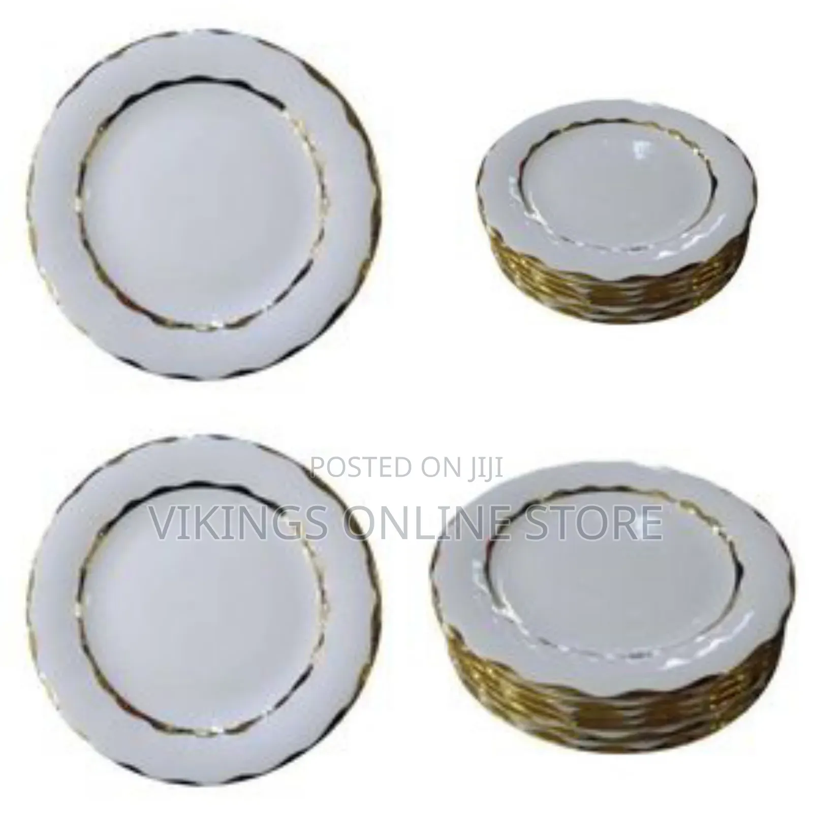 6 Piece Set of Elegant Ceramic Plates With a Gold Rim