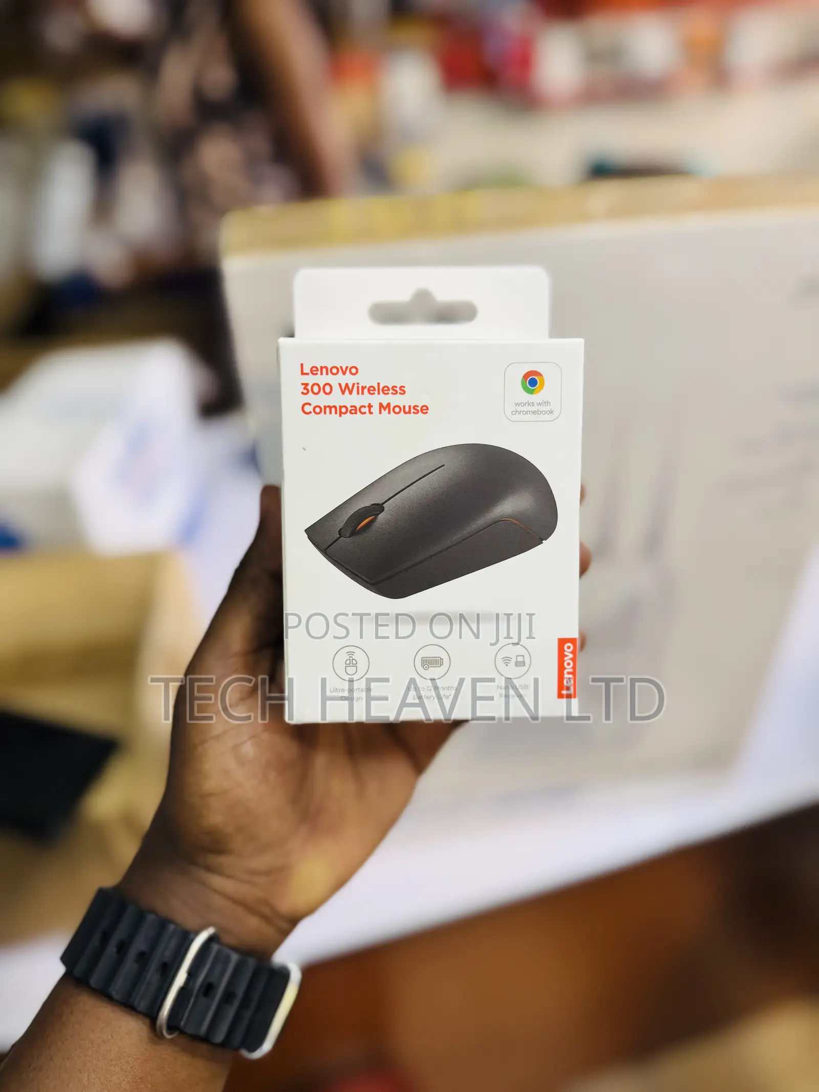 Lenovo 300 Wireless Mouse, Black, Computer Mouse for Pc and Laptop