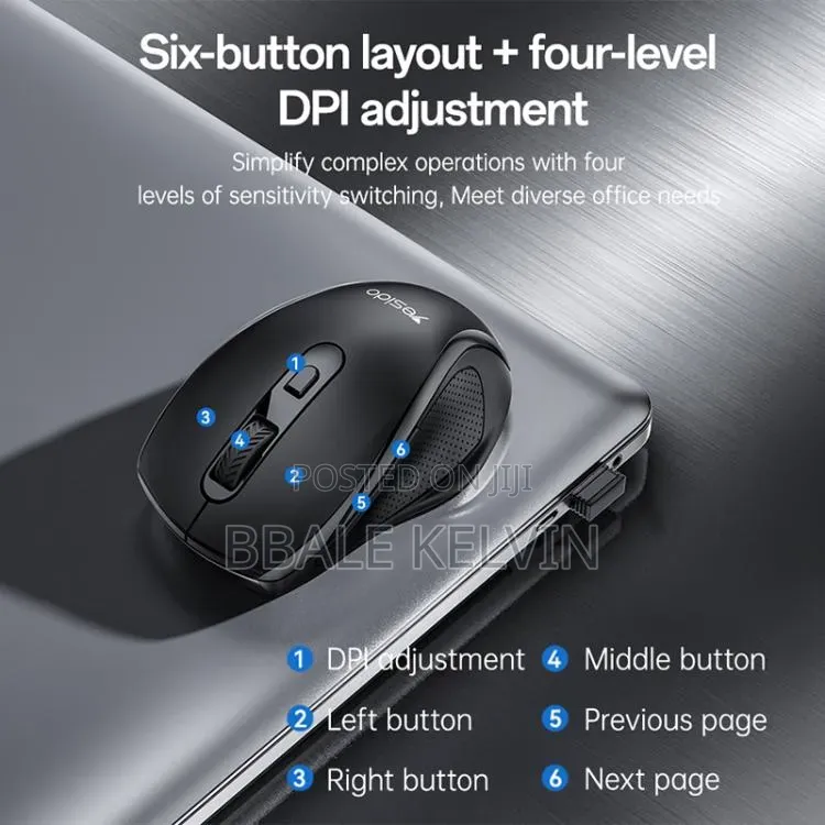 Yesido Wireless Silent Microscope Kb45 2.4g 6 Buttons