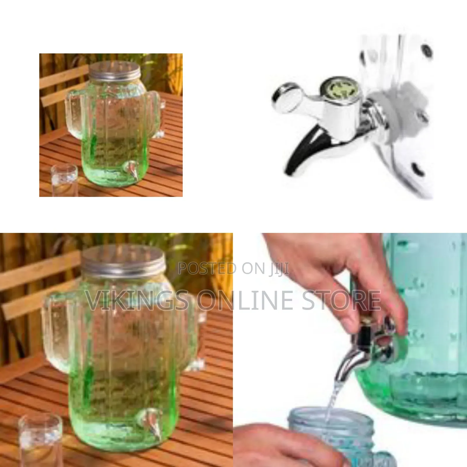 Novelty Cactus-Shaped Glass Beverage Dispenser - Clear