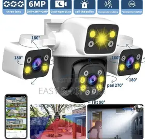 Smart Wireless Wifi Security Camera Featuring Three Lenses