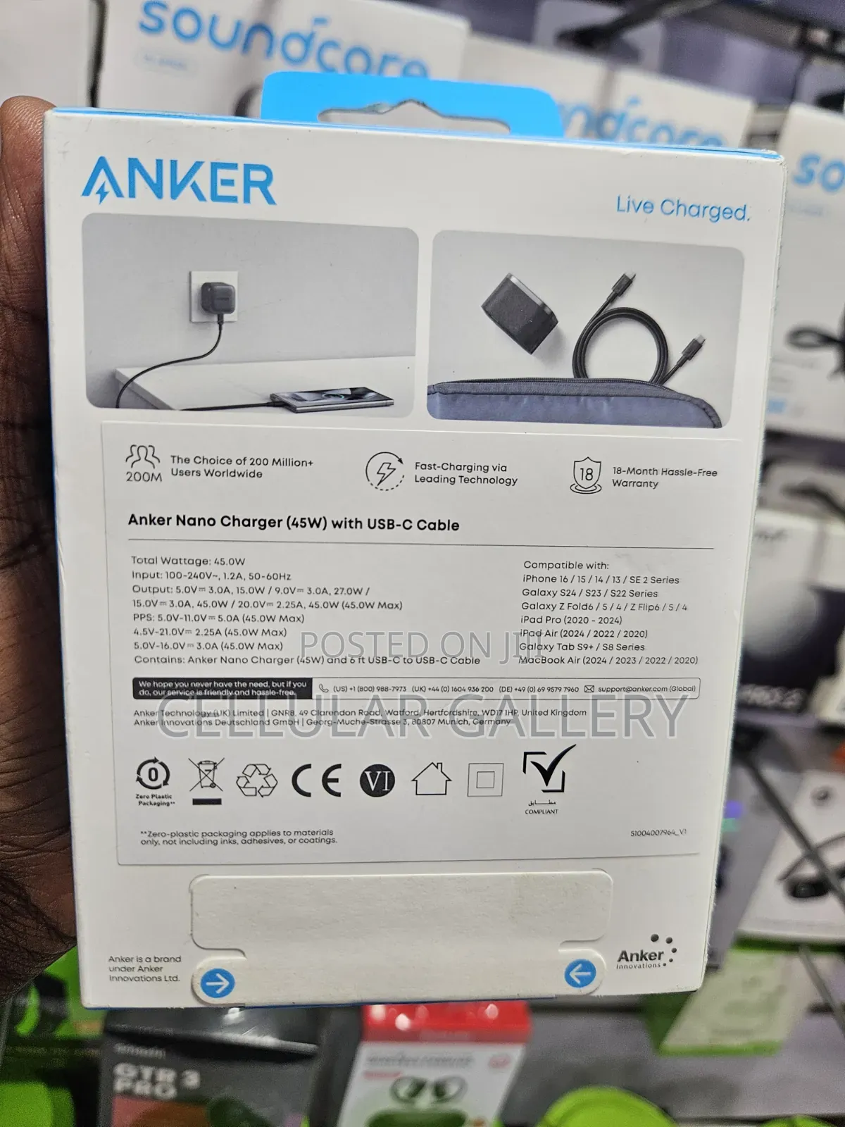 Anker Nano Charger (45w) With Usb-C Cable