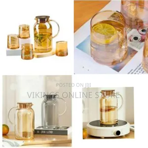 Elegant Amber Glass Pitcher Tumbler Set