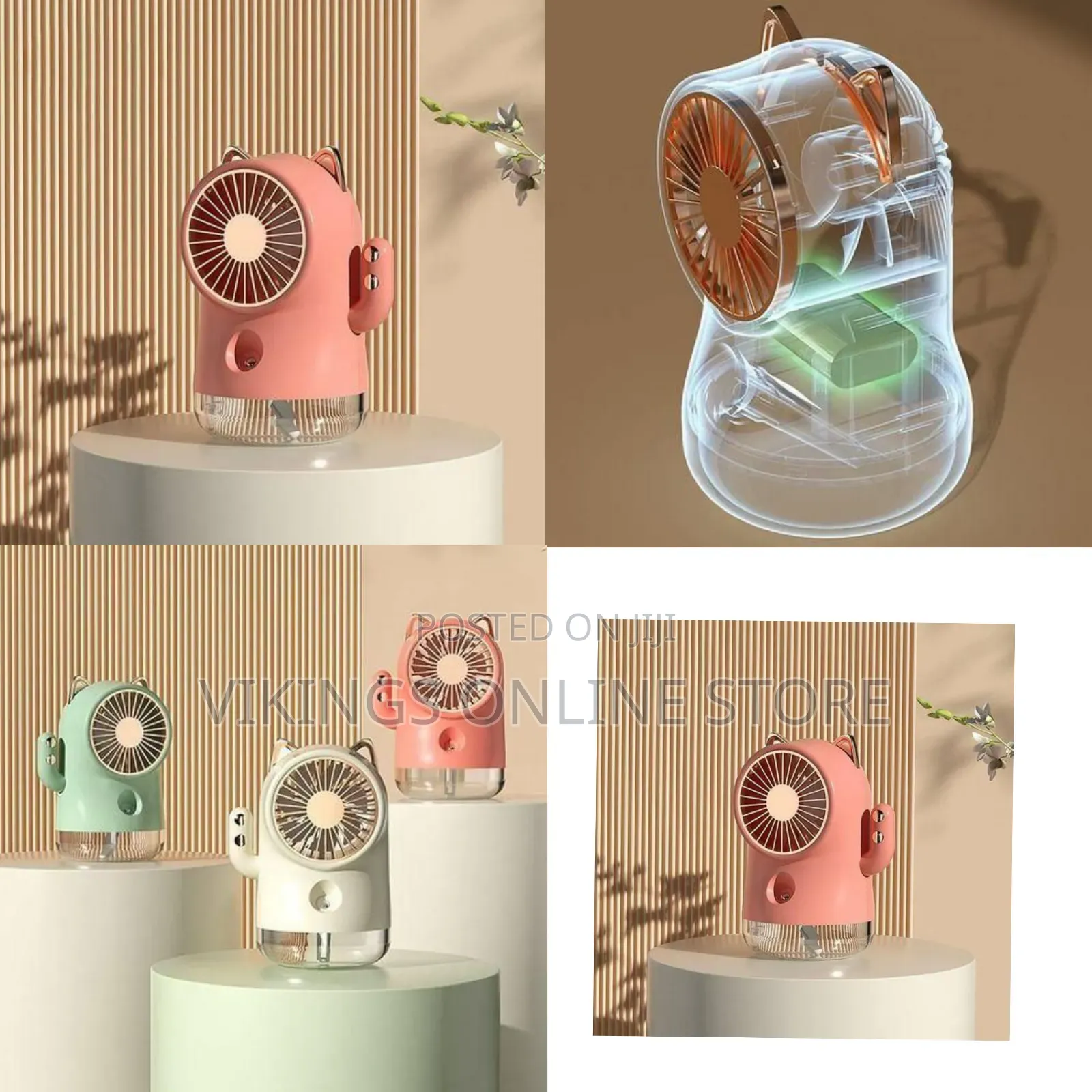 Whimsical Desktop Misting Fan and Humidifier - Multicolor