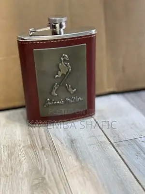 Brand New 8oz Johnnie Walker Leather Wrapped Hip Flask Set