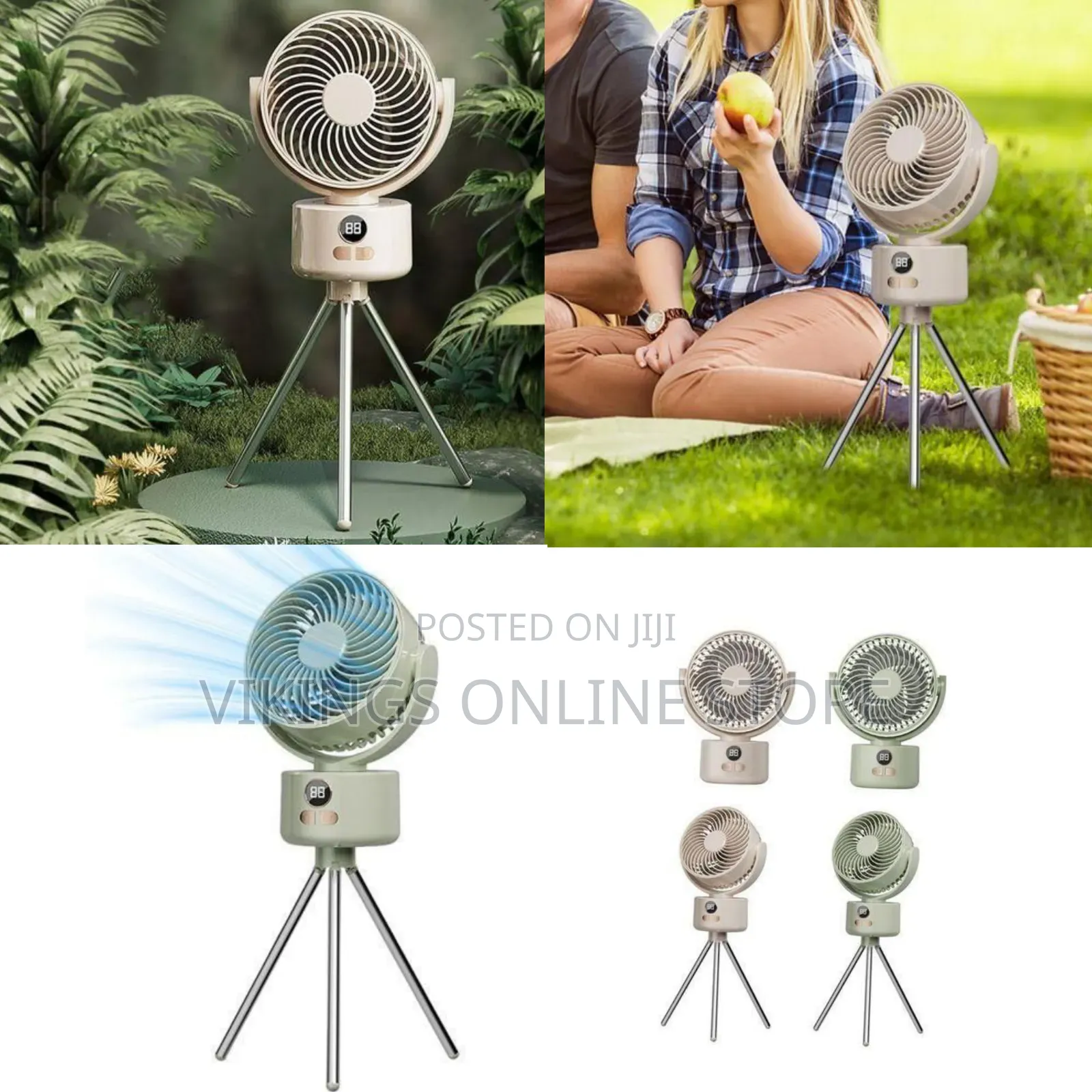 Versatile Portable Tripod Fan With Digital Display - Multicolor