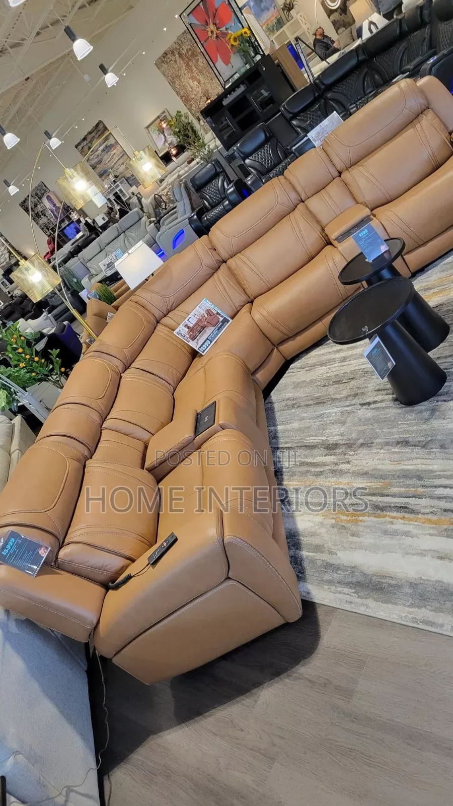 Five Seater Sofa Set in Brown Leather