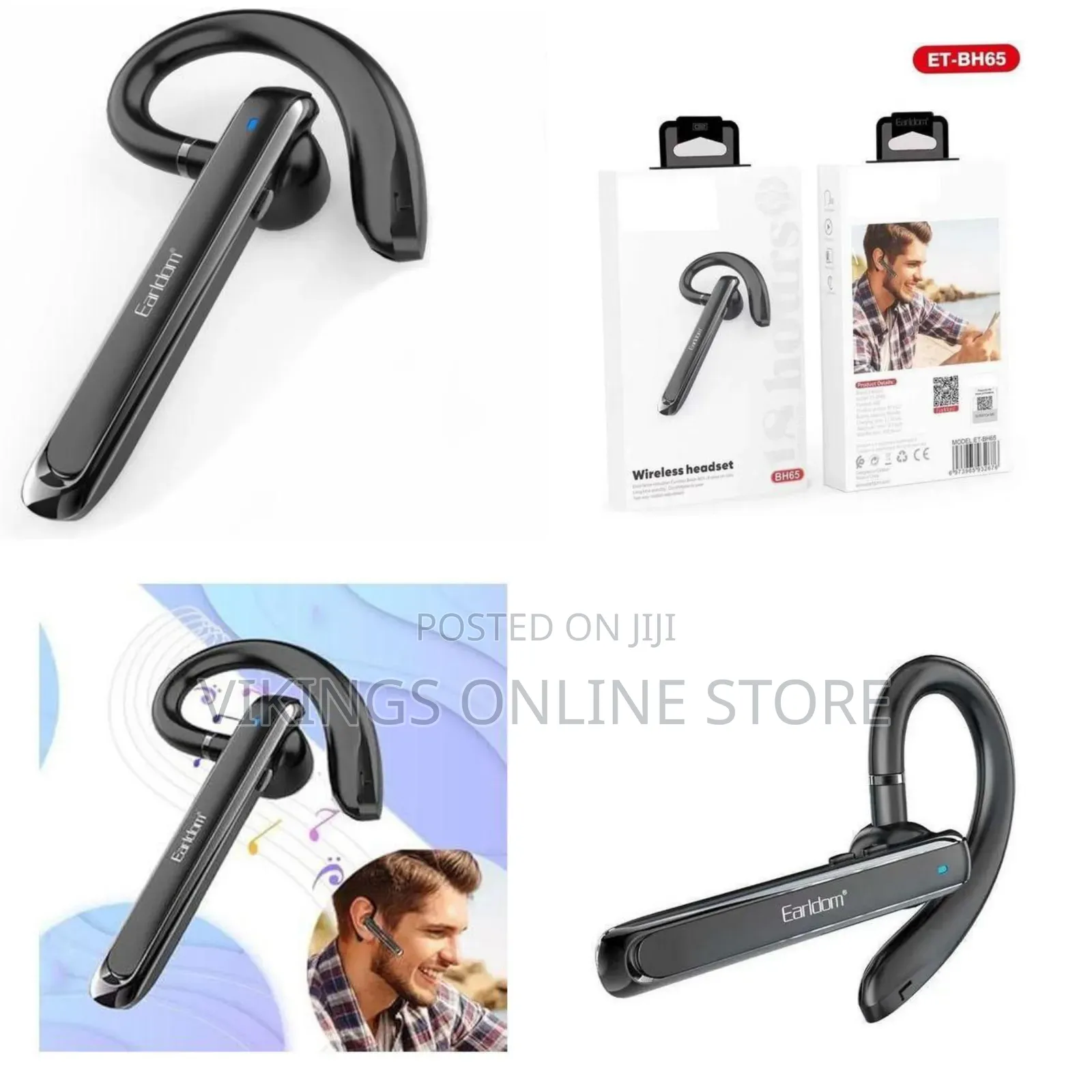 Earldom Single Bluetooth Headset With Over-Ear Design - Multicolor