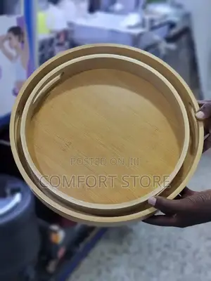 Round Wooden Serving Tray 2 Piece