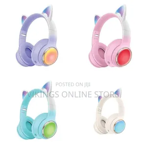 Green Lion Cat Ear Kids Wireless Headphones With Led Lights-Multicolor