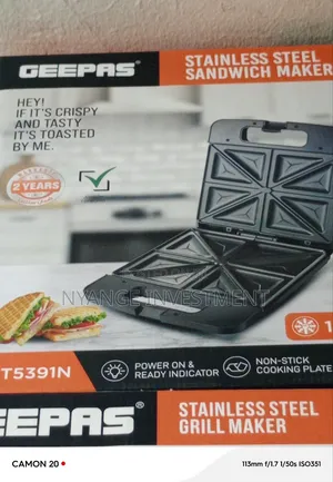 Geepas 4-Slice Stainless Steel Sandwich Maker