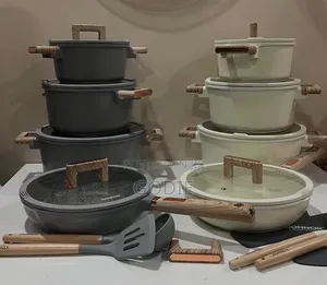 Donnor Granite Cookware Set With Wood-Effect Handles.
