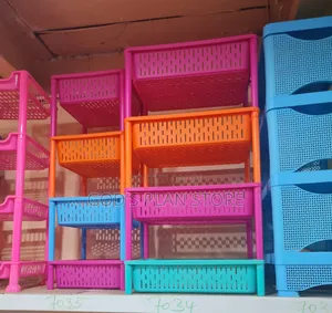 Layered Plastic Utensils Plastic Storage Trolley Kitchen Rack