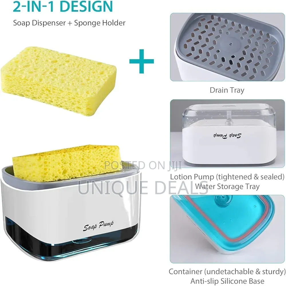 2-in-1 Plastic Dish Soap Dispenser And Sponge Caddy