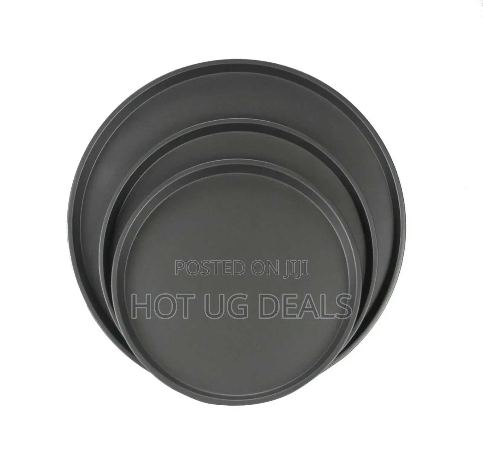 3pcs Steel Pizza Baking Pans/Trays - Black