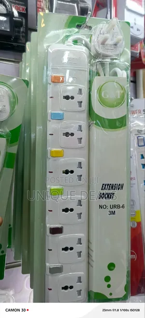 G T Brand 6-Way Extension Socket With a 3-Meter Cable