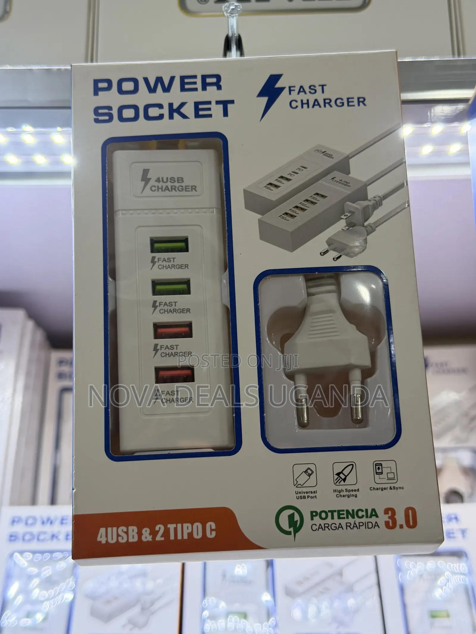 Power Socket Multi-Plug Extensiin With 4 Usb Ports 2 Type-C Ports
