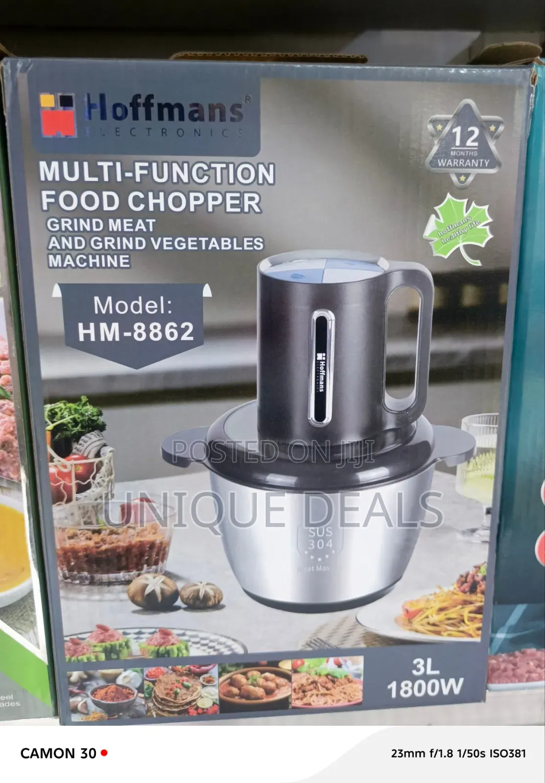 Multi-Function Food Chopper With a 3l Stainless Steel Bowl.