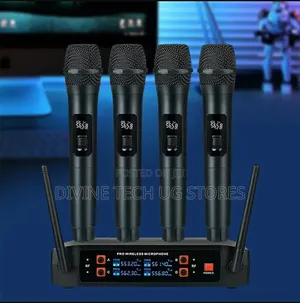 Professional 4 Channel VHF Wireless Dual Microphone Cordless Handheld