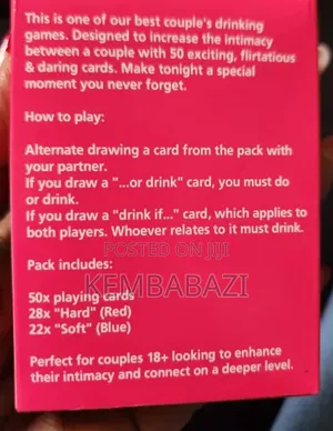 Excited Exhausted Couples Drinking Game Card Set