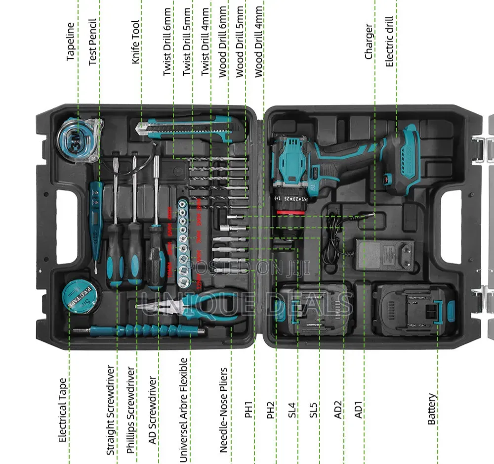 Newbeny Brushless Cordless Drill Kit – 2 Batteries, 30/22 Accessories